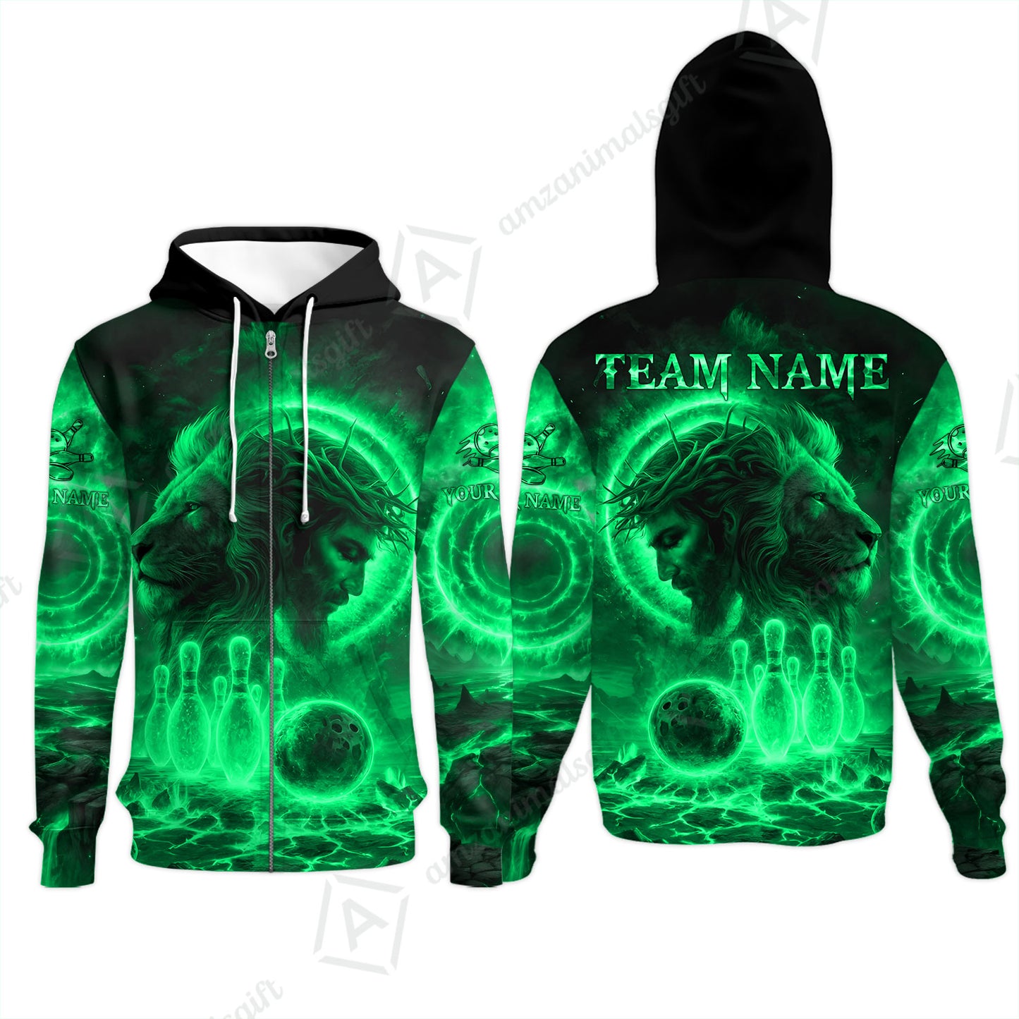 Custom Bowling Team Short Sleeve Men Polo Shirt, Flame The Lion OF Judah With Bowling, Custom Name and Team Name for Bowlers