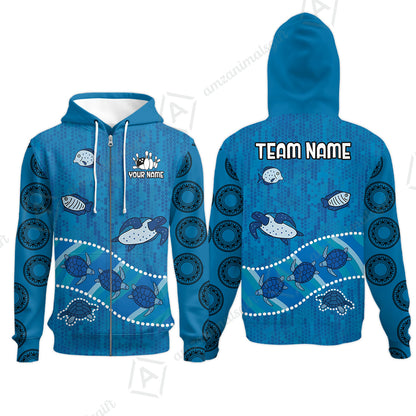 Custom Bowling Jersey Polo Shirt, Sea Turtle Bowling, Custom Bowling Jersey Team Shirt For Players With Name & Team Name