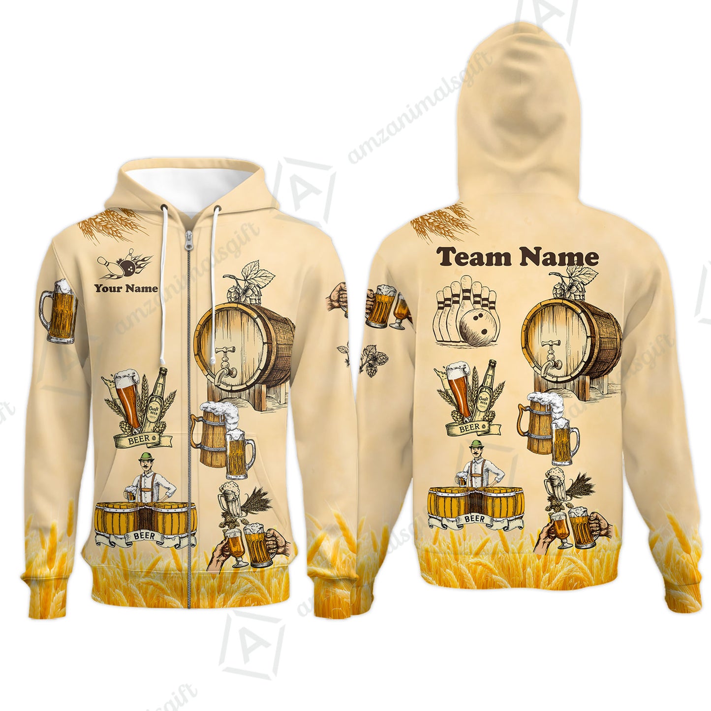 Custom Bowling Jersey Polo, Beer 3 Scale, Custom Bowling Jersey Team Shirt For Players With Name & Team Name