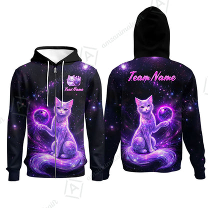 Custom Bowling Jersey Polo Shirt, Magical Kitty Bowling Custom Bowling Jersey Team Shirt For Players With Name & Team Name