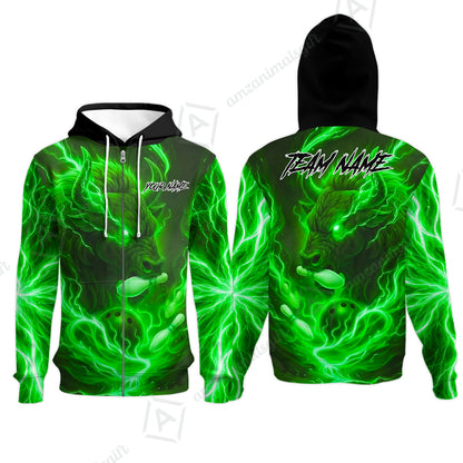 Custom Bowling Jersey Polo Shirt, Charging Bull Bowling Custom Bowling Jersey Team Shirt For Players With Name & Team Name