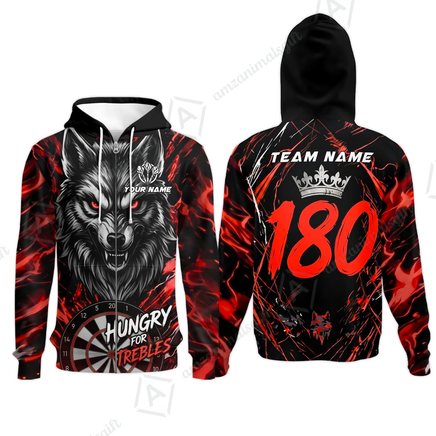 Custom Darts Jersey Polo Shirt, Wolf 180, Custom Dart Jersey Team Shirt For Players With Name & Team Name