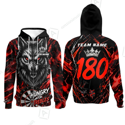 Custom Darts Jersey Polo Shirt, Wolf 180, Custom Dart Jersey Team Shirt For Players With Name & Team Name