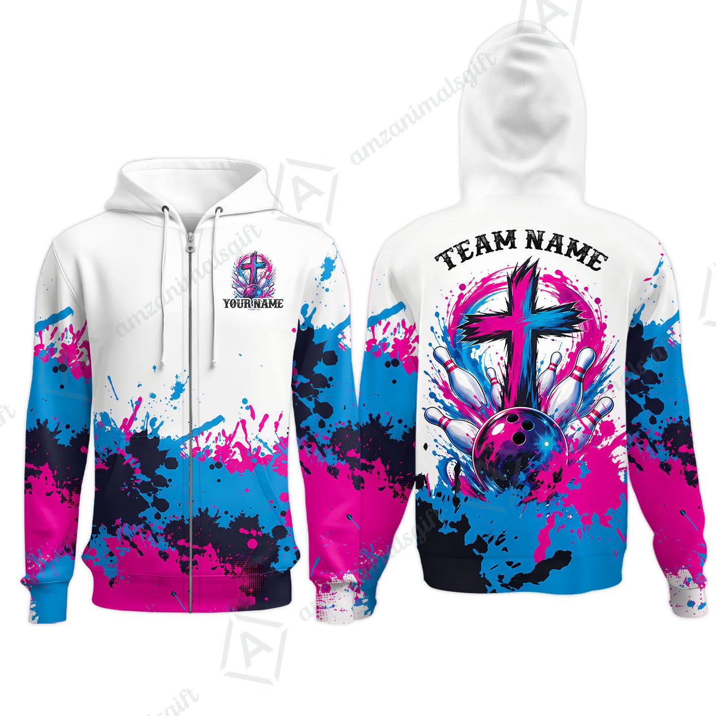 Custom Bowling Jersey Polo Shirt, Splash Pain Bowling Cross Colorful, Custom Bowling Jersey Team Shirt For Players With Name & Team Name