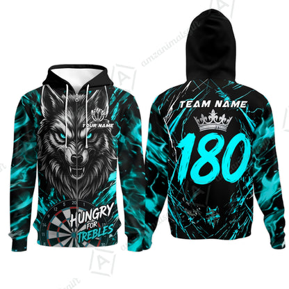 Custom Darts Jersey Polo Shirt, Wolf 180, Custom Dart Jersey Team Shirt For Players With Name & Team Name