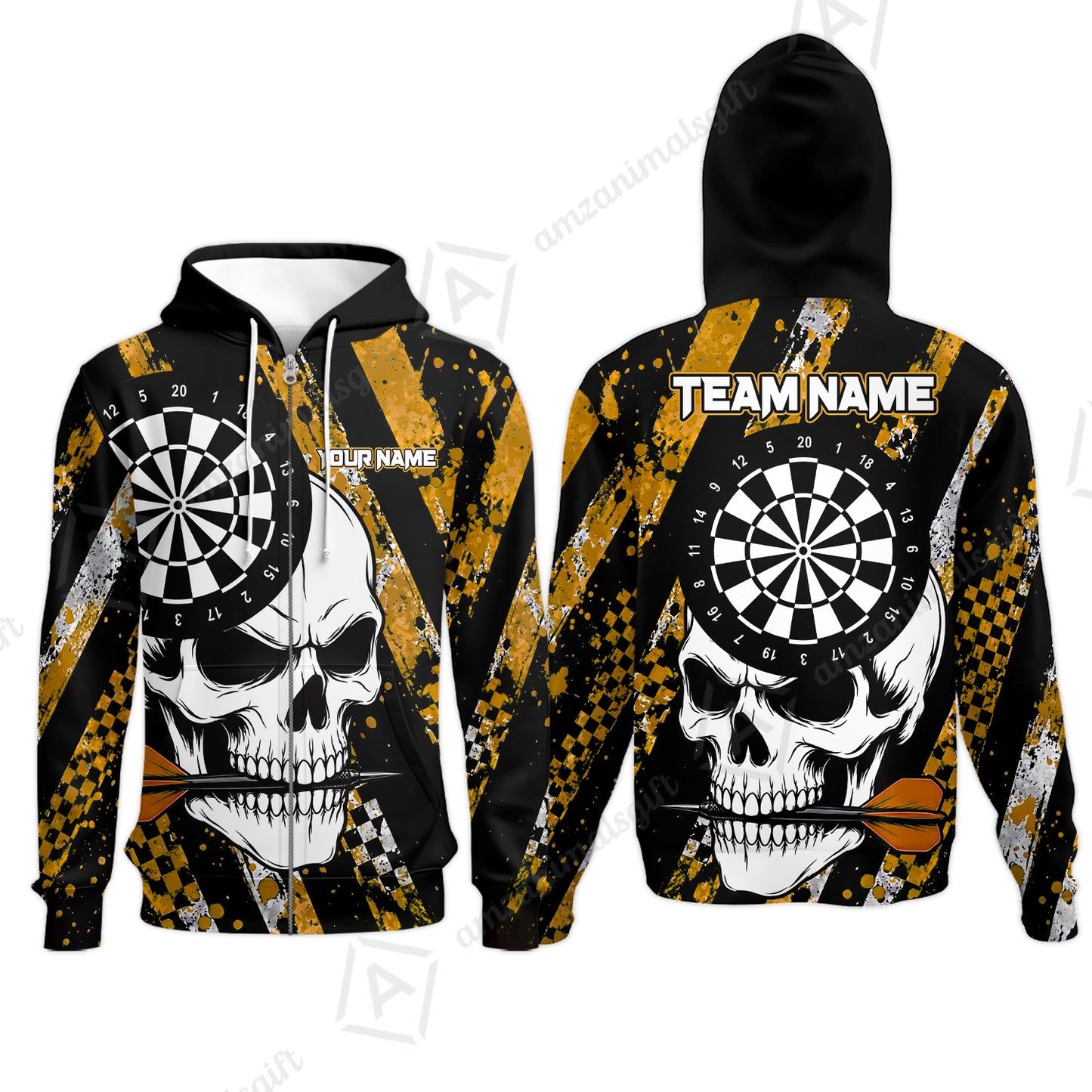 Custom Darts Jersey Polo Shirt, Skull Bites Dart, Custom Dart Jersey Team Shirt For Players With Name & Team Name