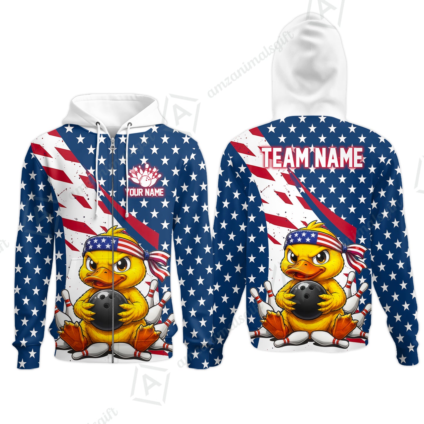 Custom Bowling Jersey Polo Shirt, Bowling US Duck, Personalize Name and Team Name