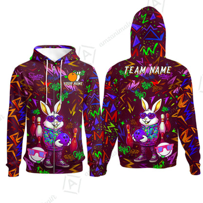 Custom Hip Hop Rabbit Bowling Jersey Polo Shirt, Custom Hip Hop Rabbit Bowling Jersey Team Shirt For Players With Name & Team Name