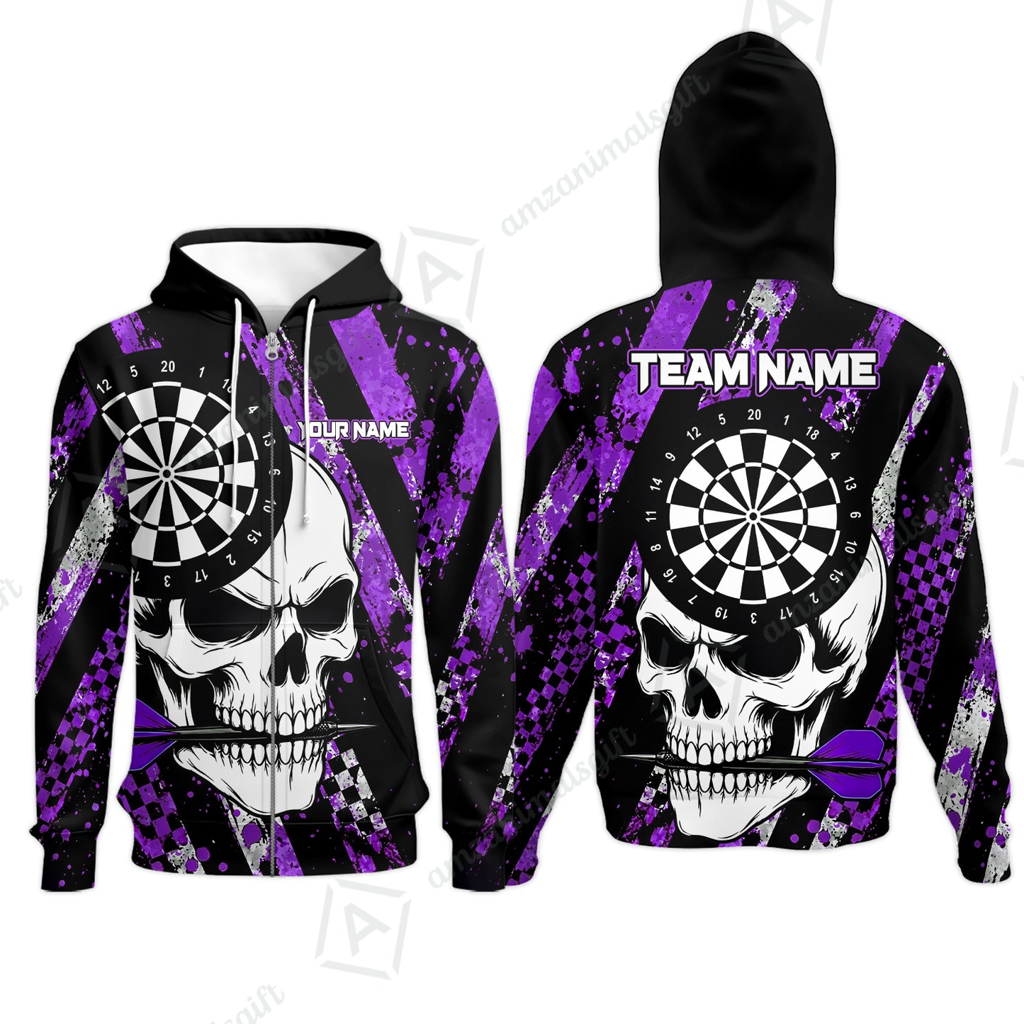 Custom Darts Jersey Polo Shirt, Skull Bites Dart, Custom Dart Jersey Team Shirt For Players With Name & Team Name