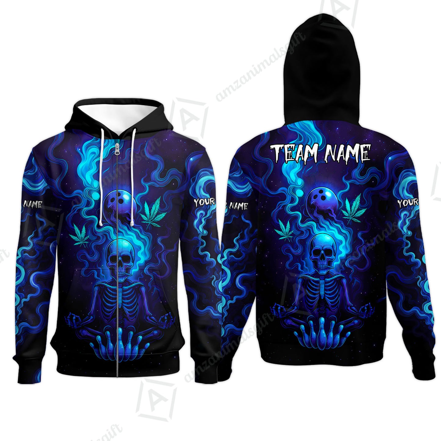 Custom Bowling Team Unisex Polo Shirt, Neon Skull CNB Bowling Custom Shirt Featuring Personalized Name and Team Name