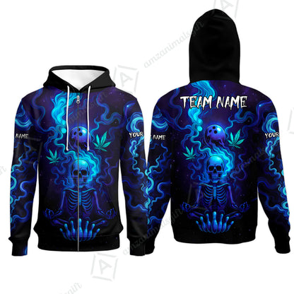 Custom Bowling Team Unisex Polo Shirt, Neon Skull CNB Bowling Custom Shirt Featuring Personalized Name and Team Name