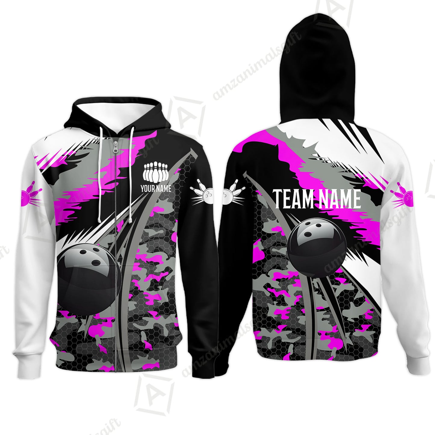 Custom Bowling Team Jersey, Personalized Long Sleeve Jersey Shirt Camo Bowling Shirt with Name & Team Name