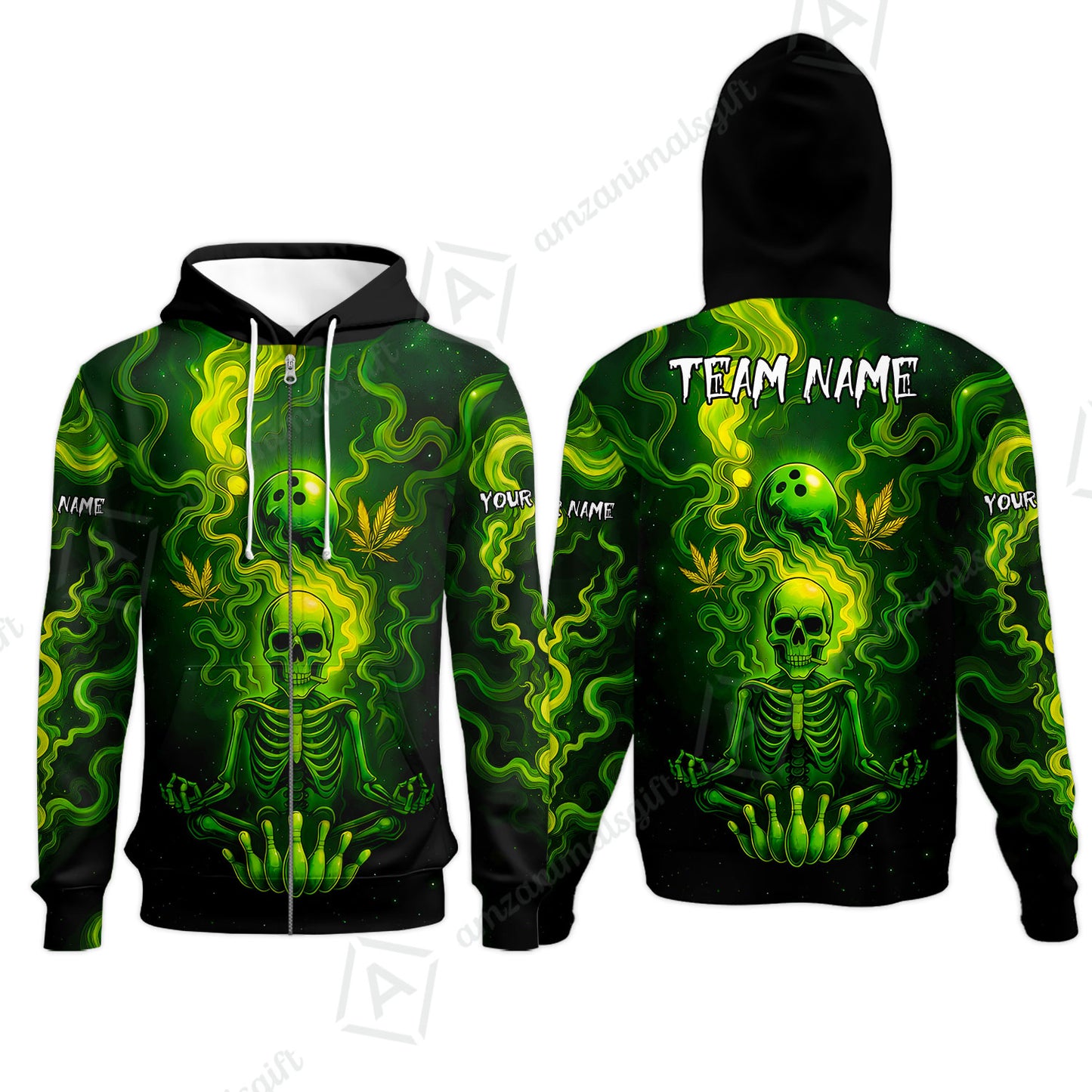 Custom Bowling Team Unisex Polo Shirt, Neon Skull CNB Bowling Custom Shirt Featuring Personalized Name and Team Name