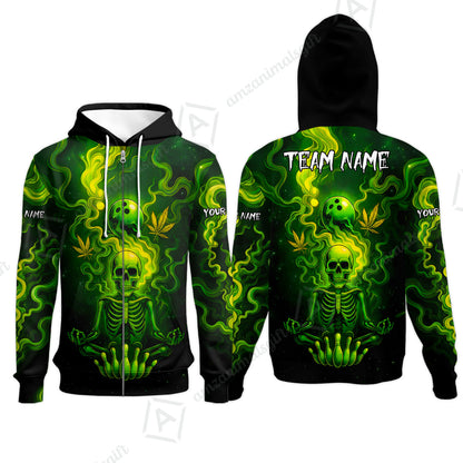 Custom Bowling Team Unisex Polo Shirt, Neon Skull CNB Bowling Custom Shirt Featuring Personalized Name and Team Name