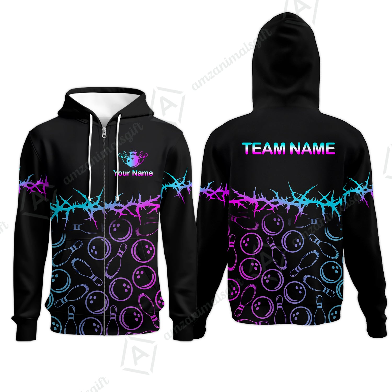 Zip Hoodie||Blue - Purple