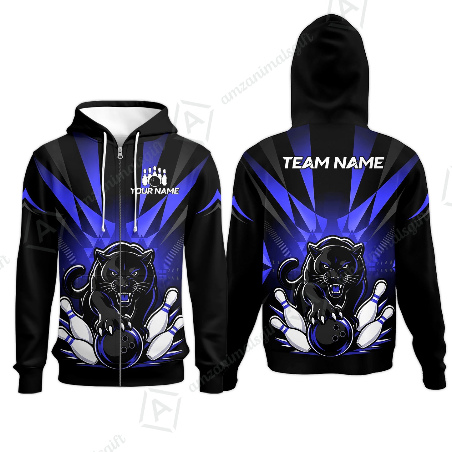 Zip Hoodie||Blue