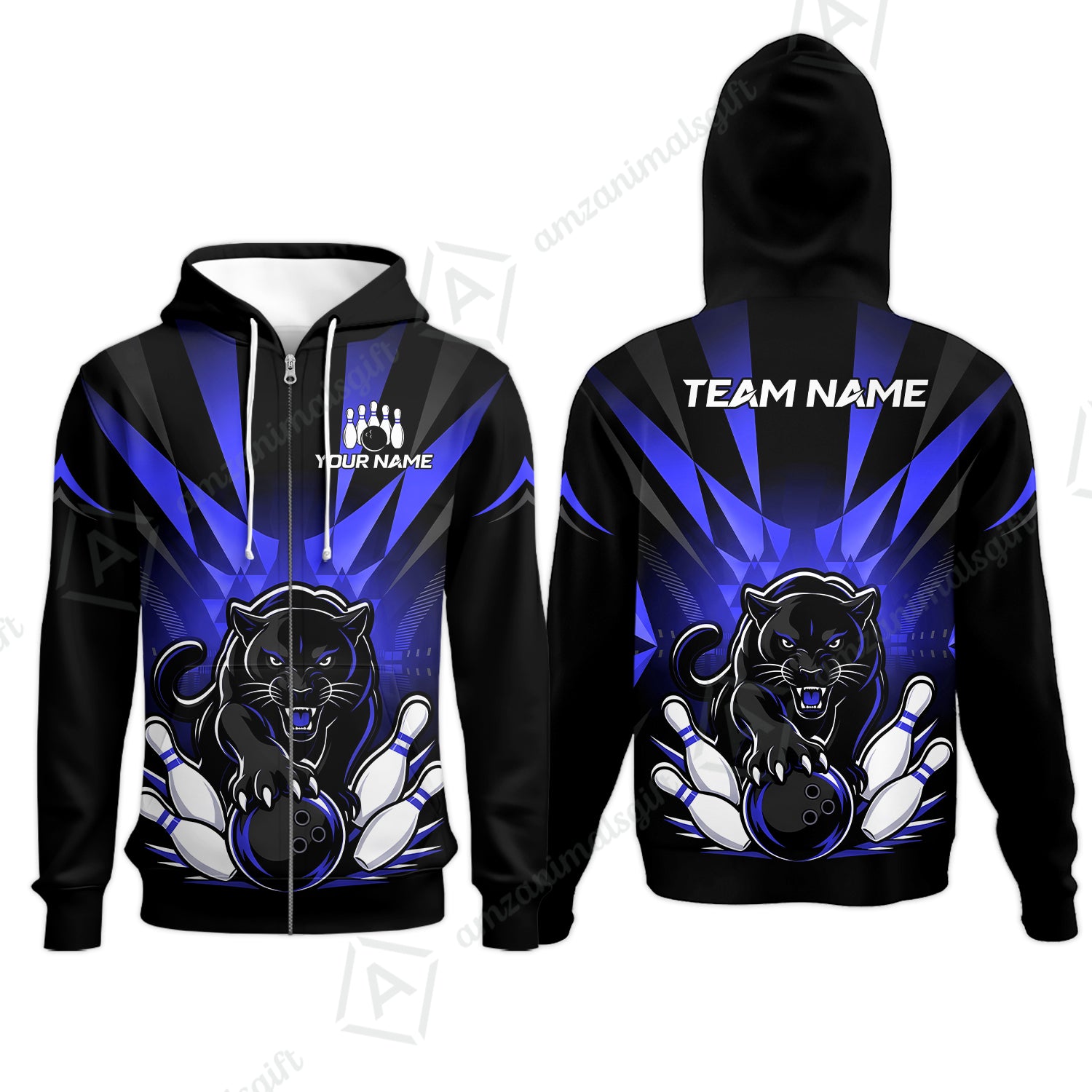Zip Hoodie||Blue