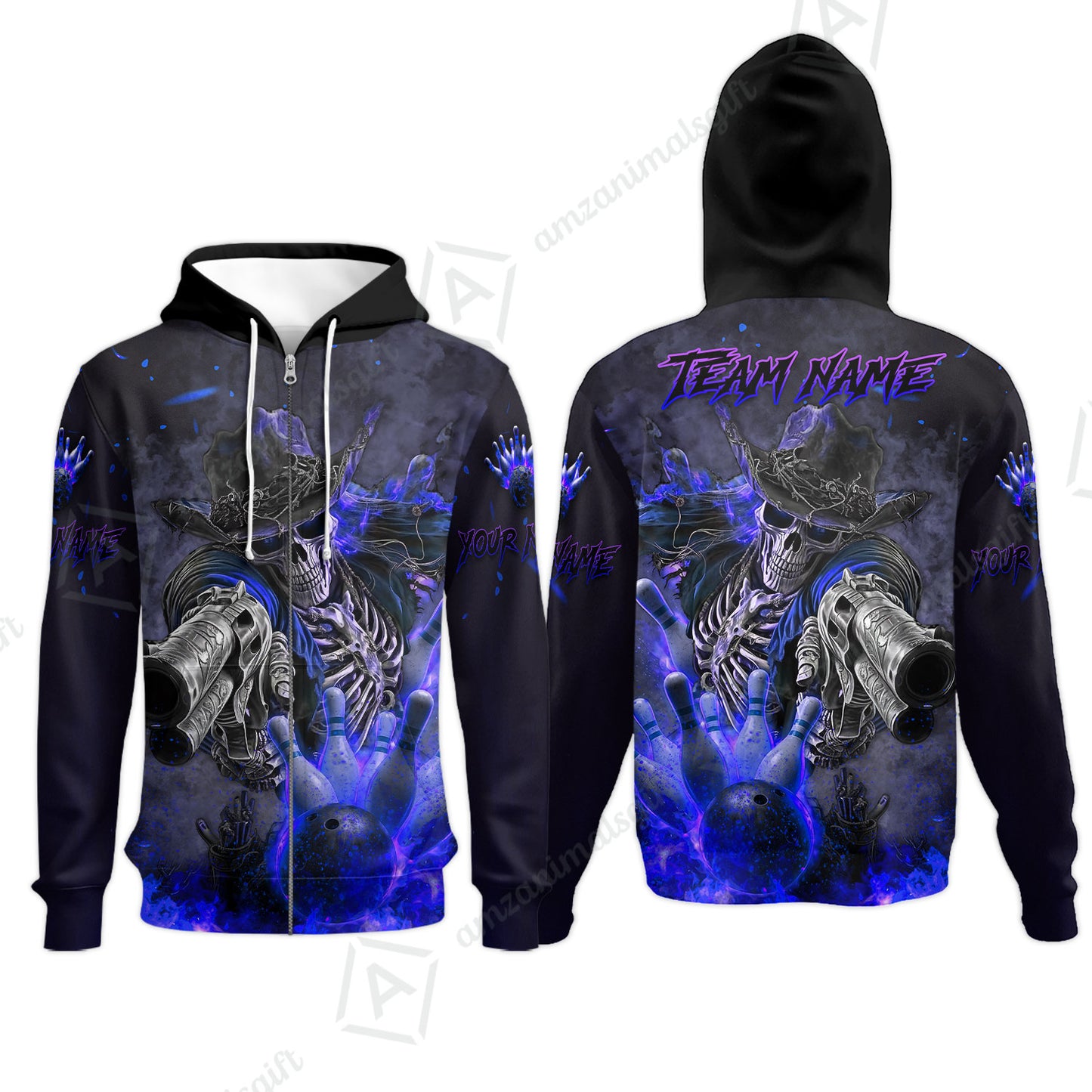 Zip Hoodie||Blue
