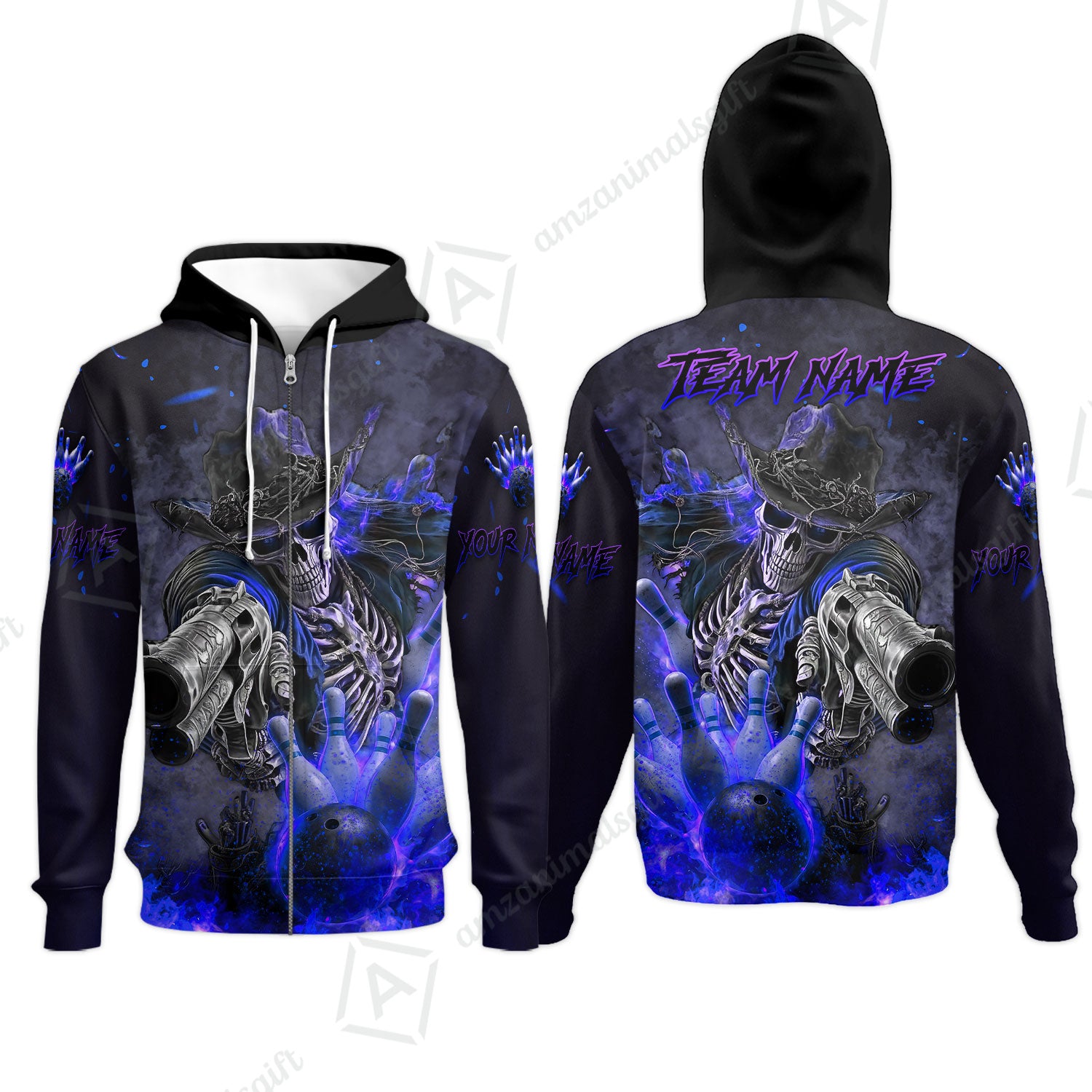 Zip Hoodie||Blue