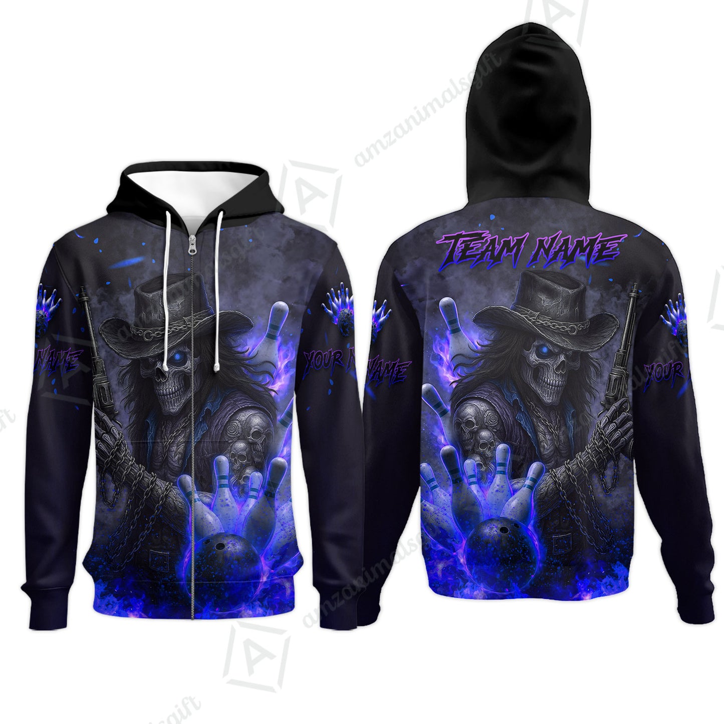 Zip Hoodie||Blue
