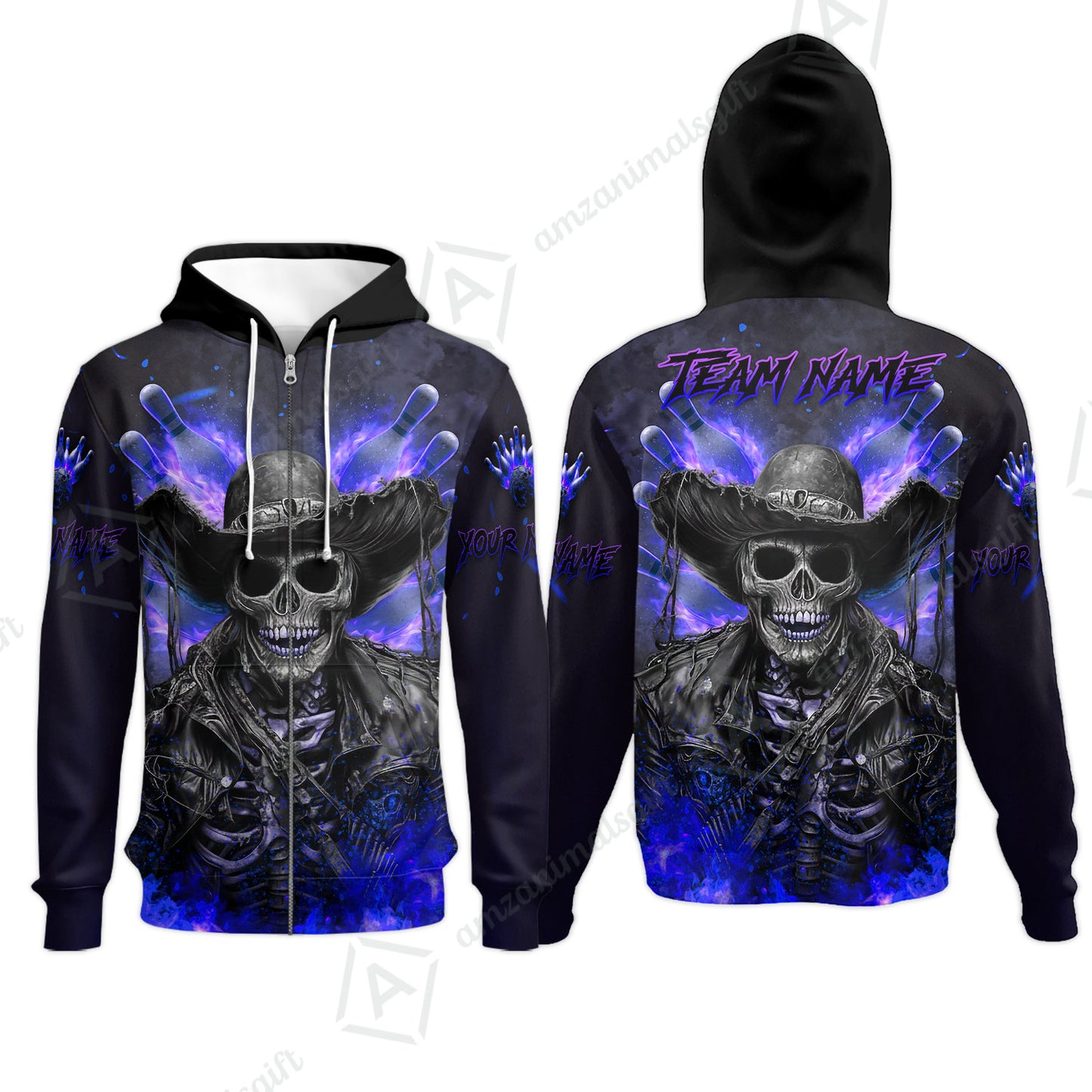 Zip Hoodie||Blue