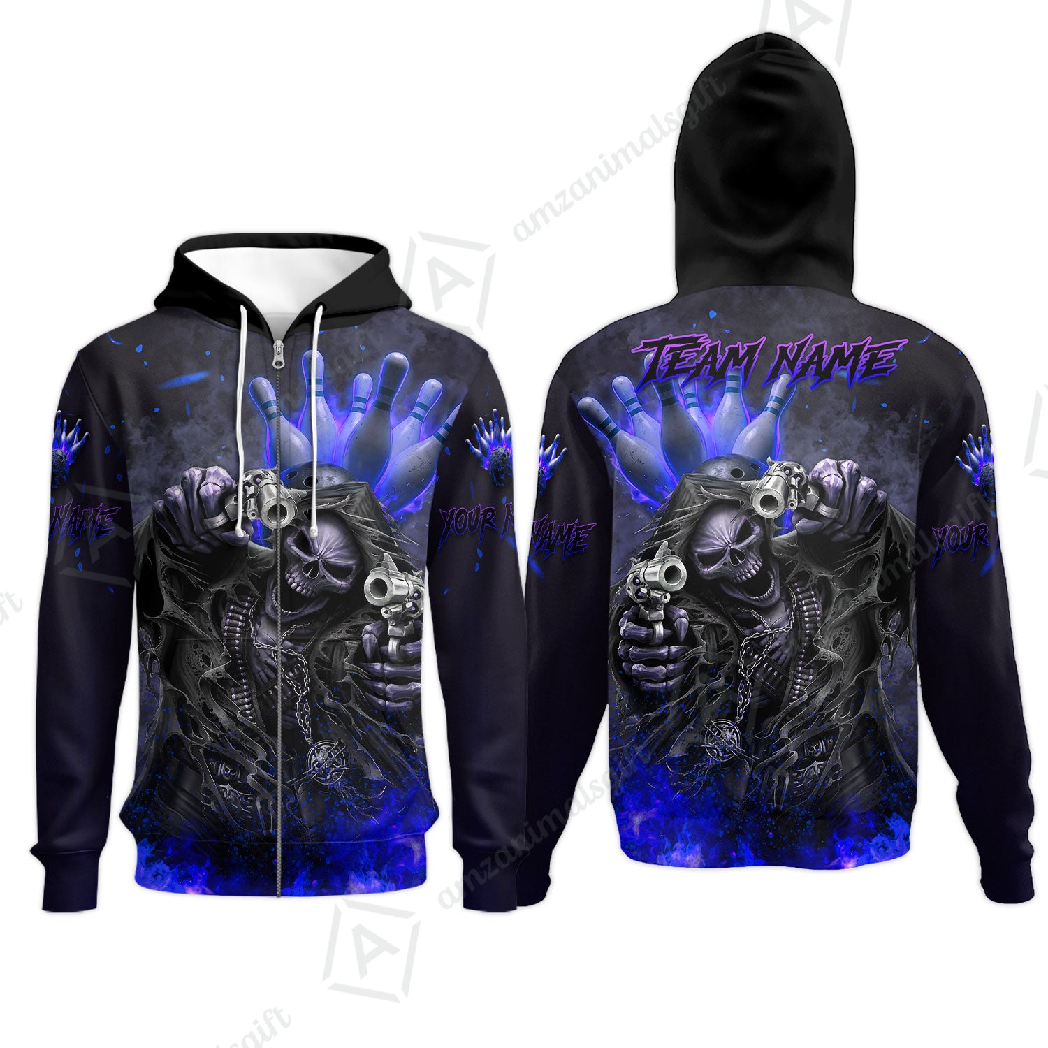 Zip Hoodie||Blue