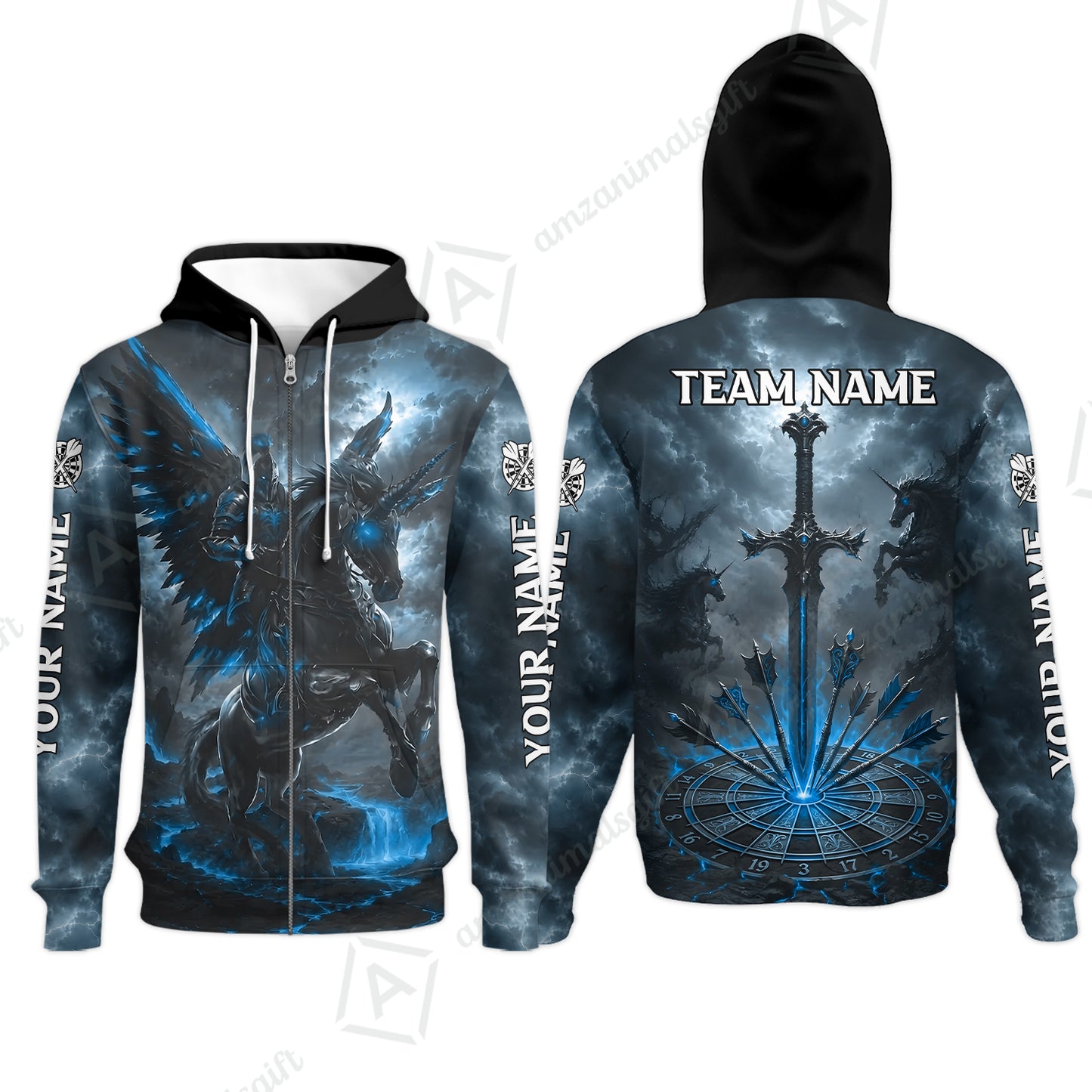 Zip Hoodie||Blue