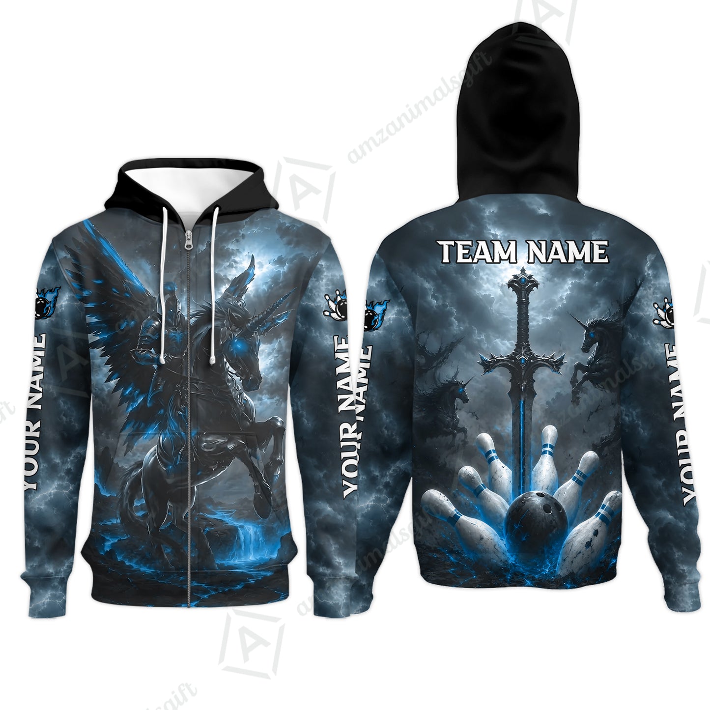 Zip Hoodie||Blue