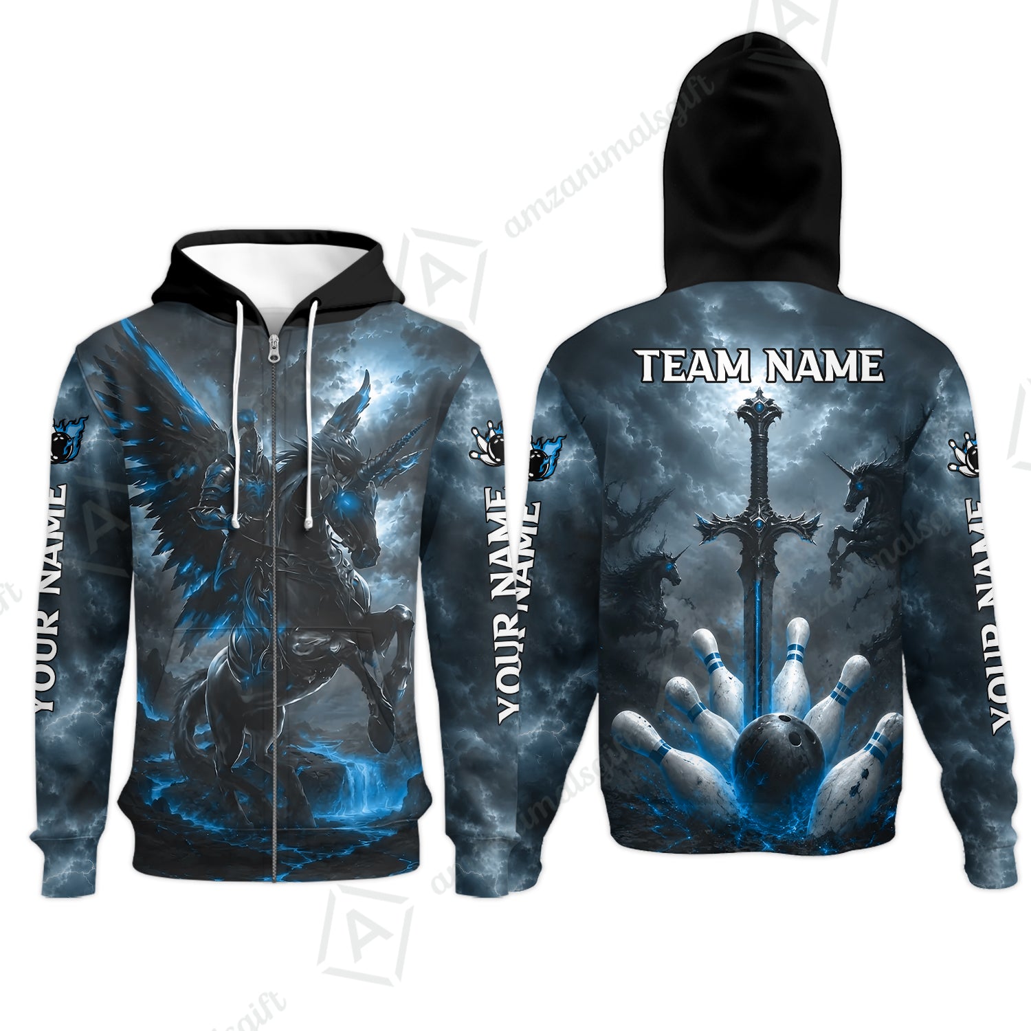 Zip Hoodie||Blue