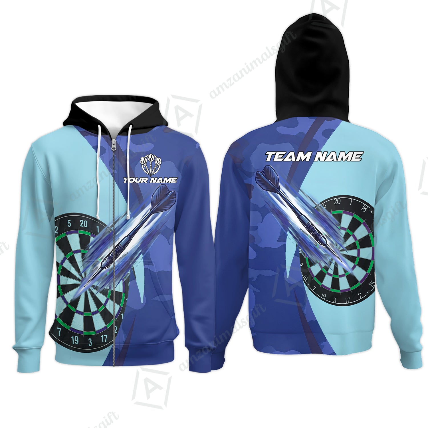 Zip Hoodie||Blue