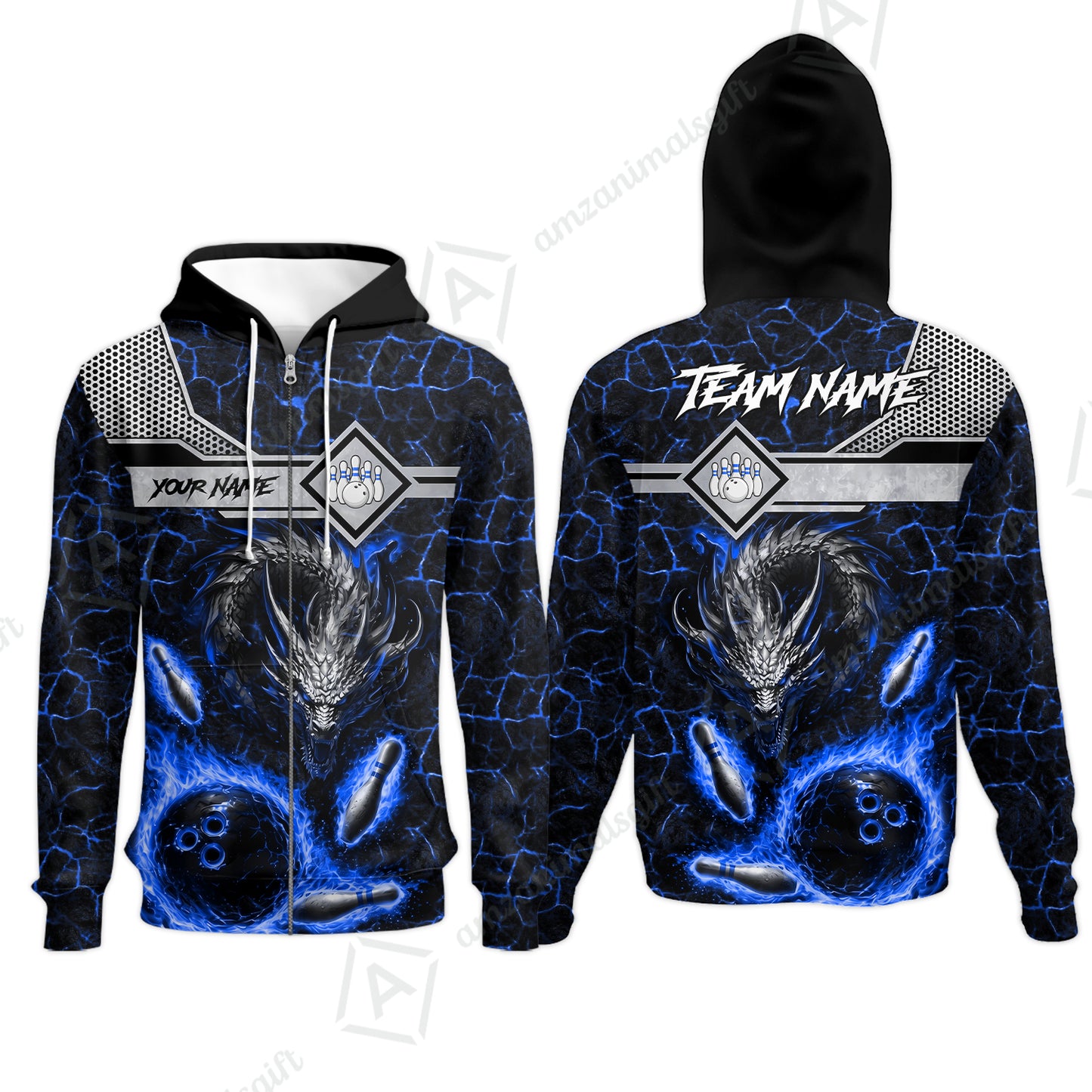 Zip Hoodie||Blue