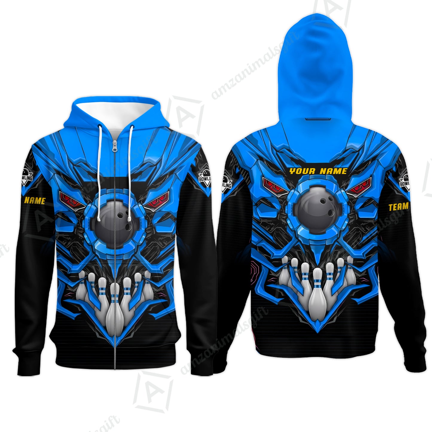 Zip Hoodie||Blue