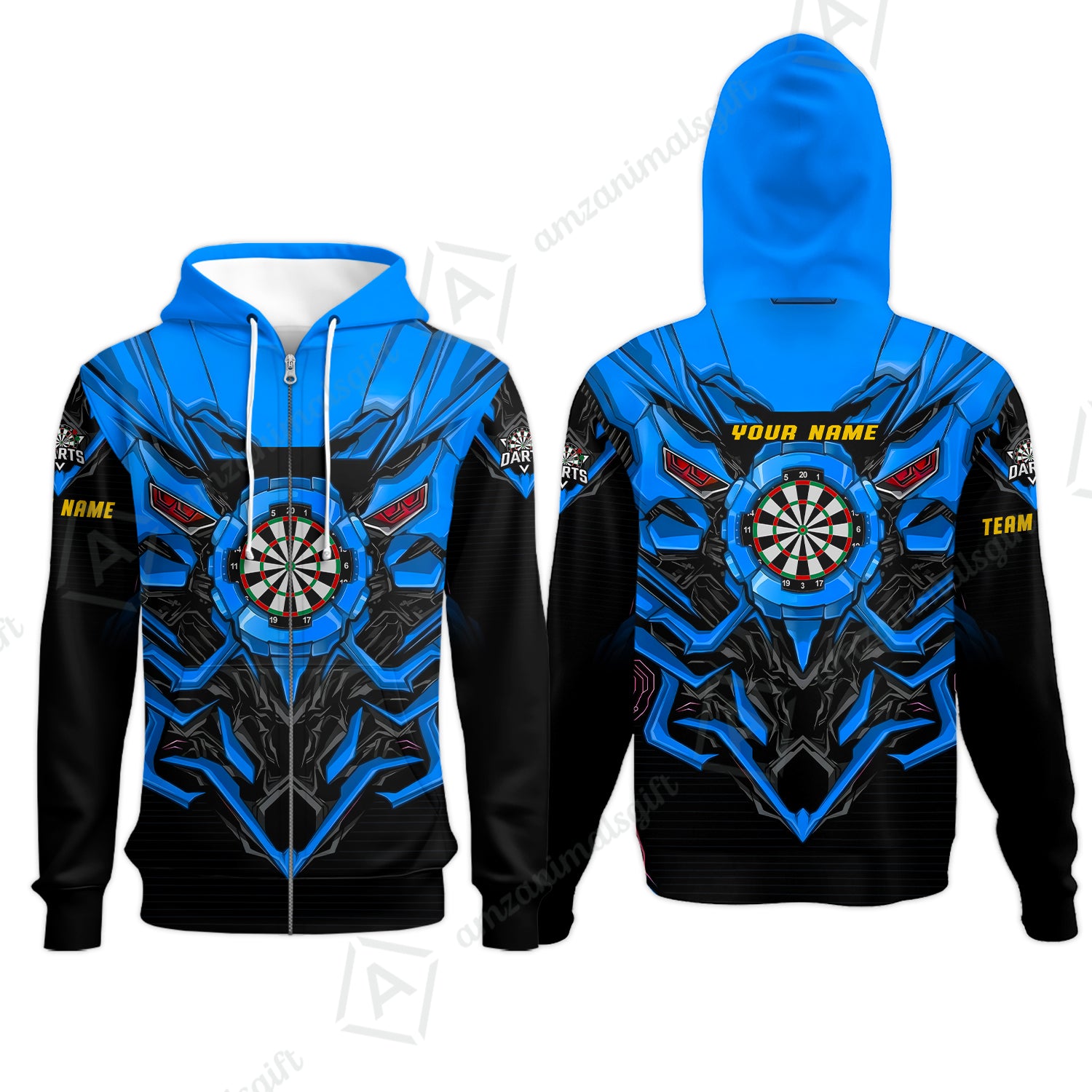Zip Hoodie||Blue