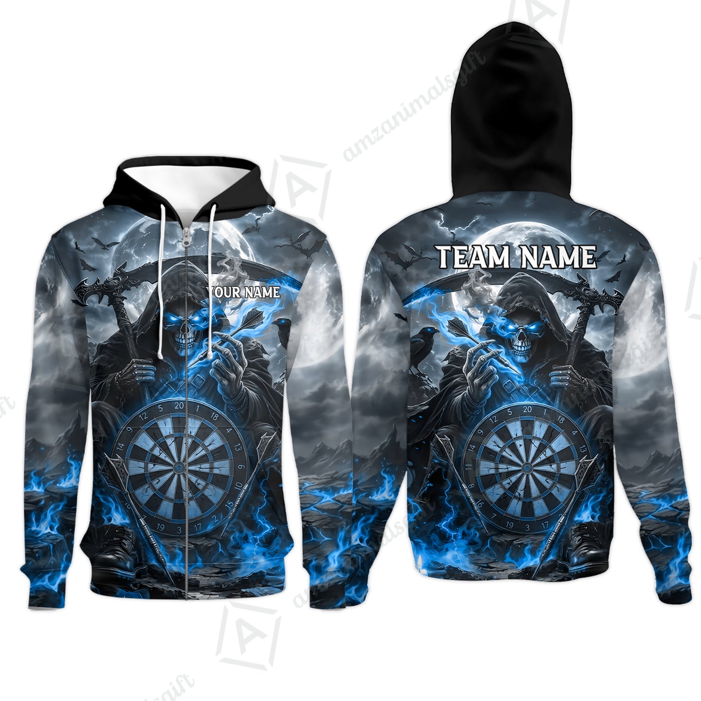 Zip Hoodie||Blue