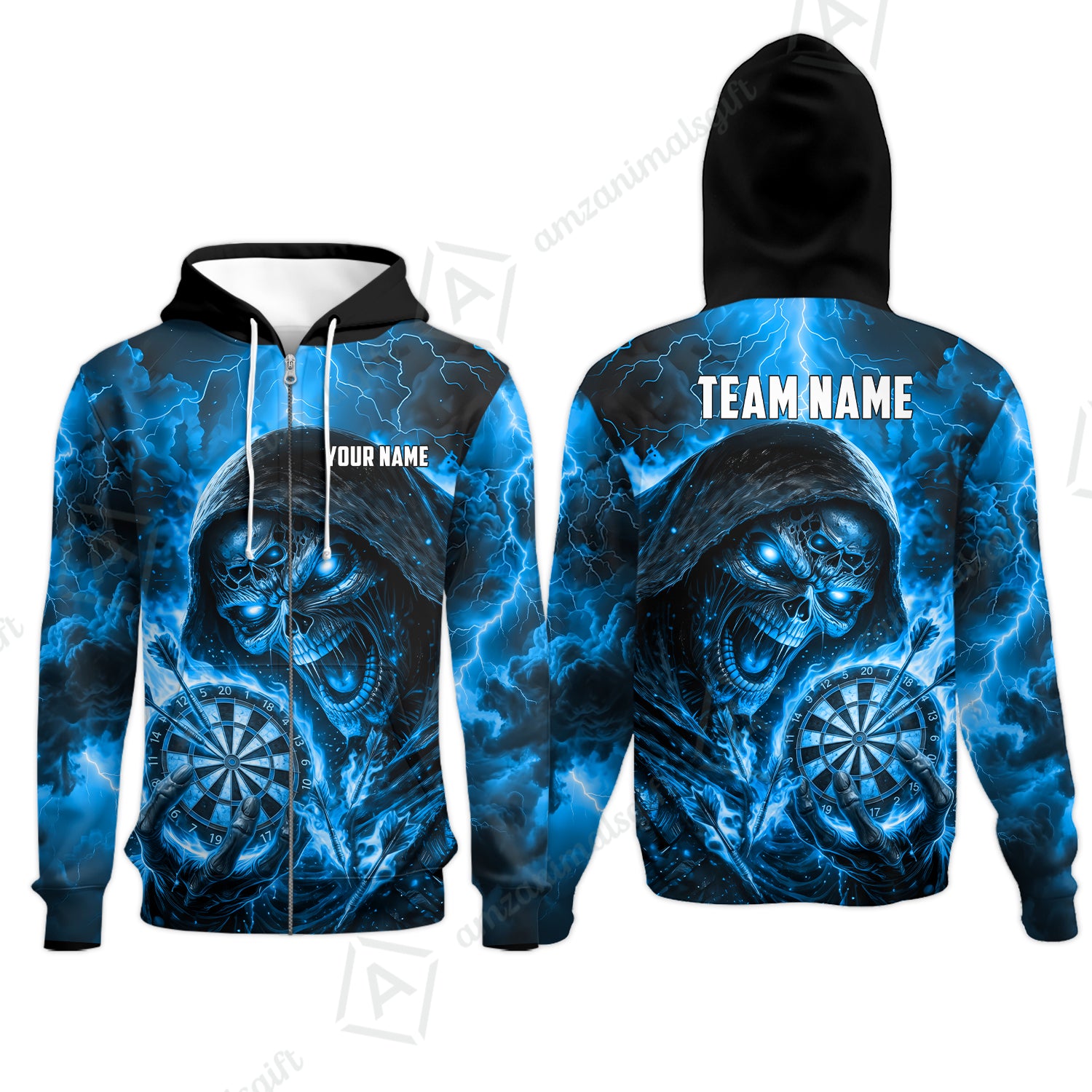 Zip Hoodie||Blue