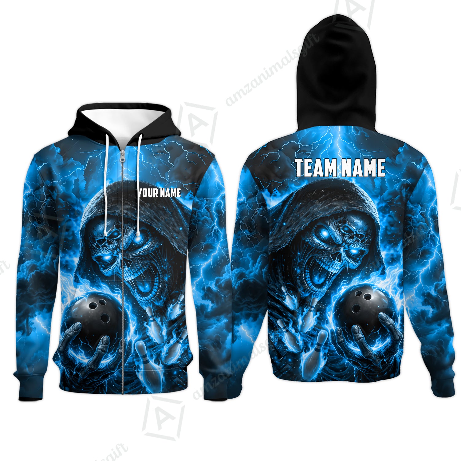 Zip Hoodie||Blue