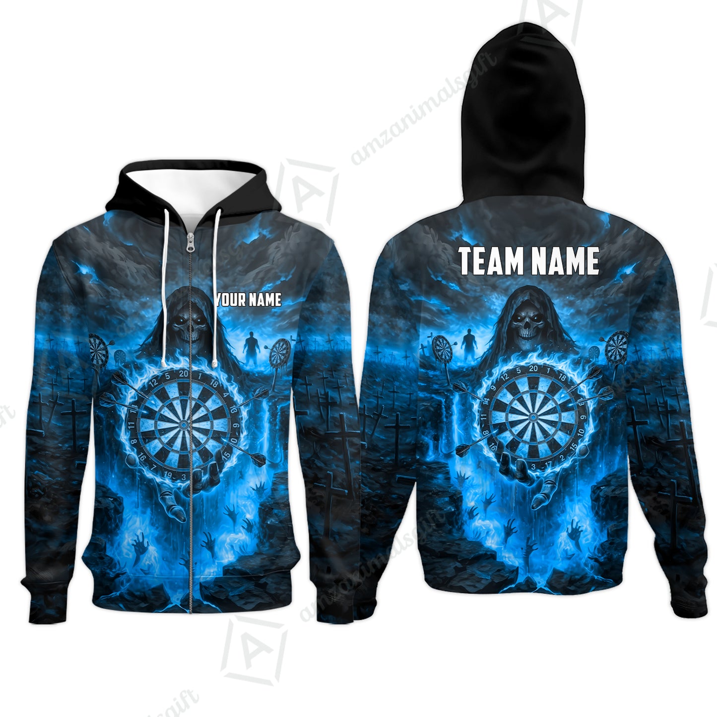 Zip Hoodie||Blue