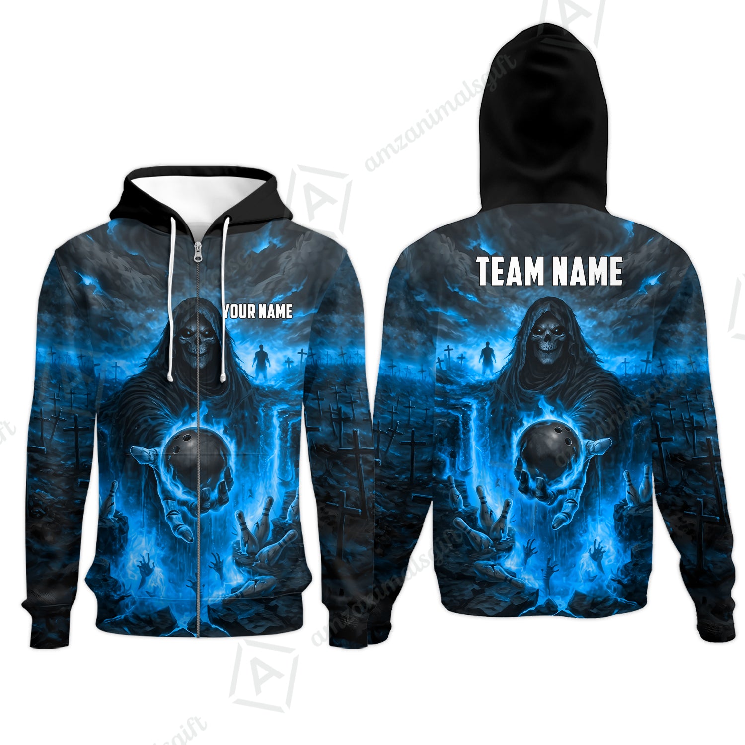 Zip Hoodie||Blue