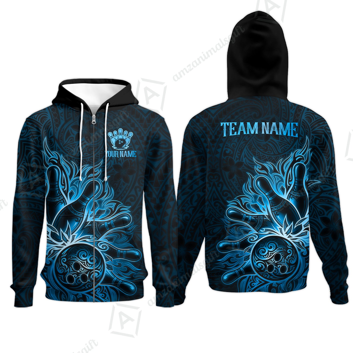 Zip Hoodie||Blue