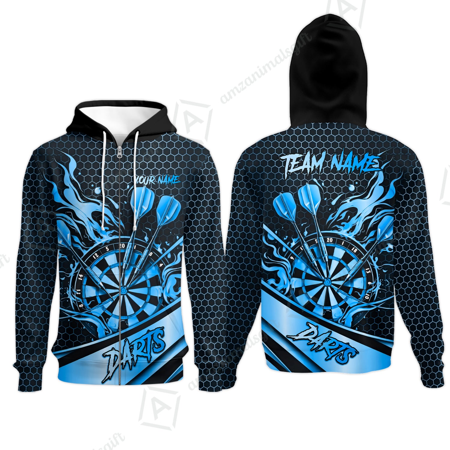 Zip Hoodie||Blue