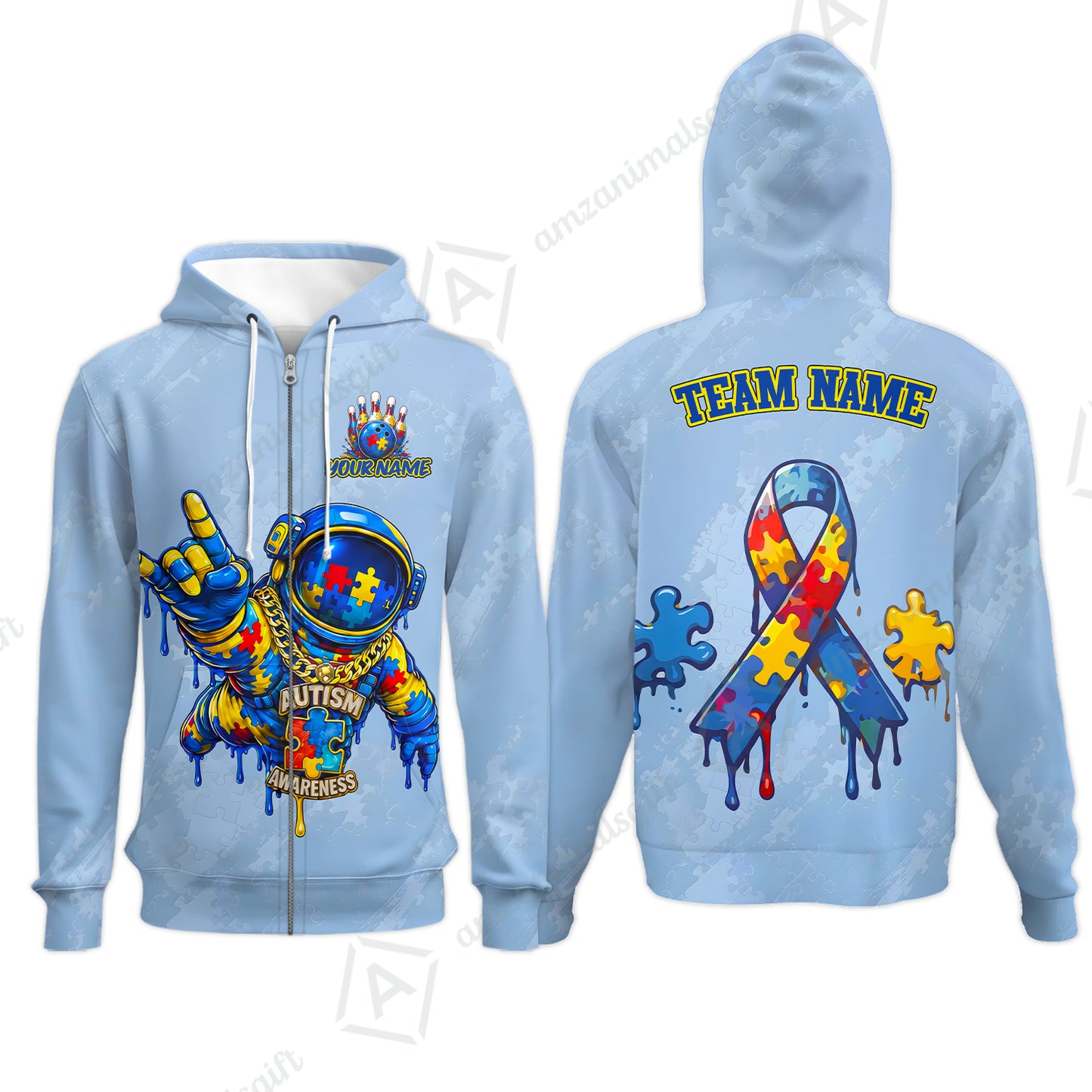 Zip Hoodie||Blue