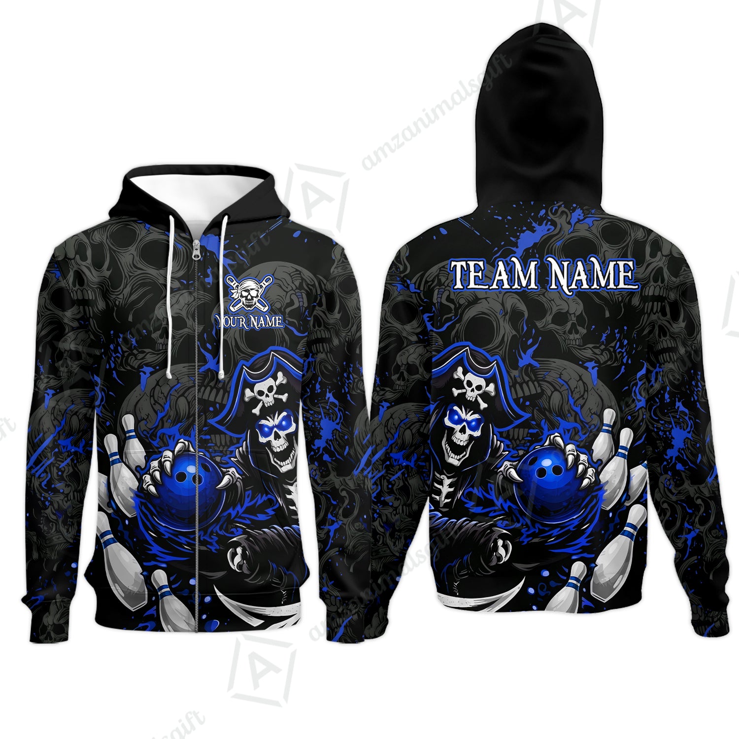 Zip Hoodie||Blue