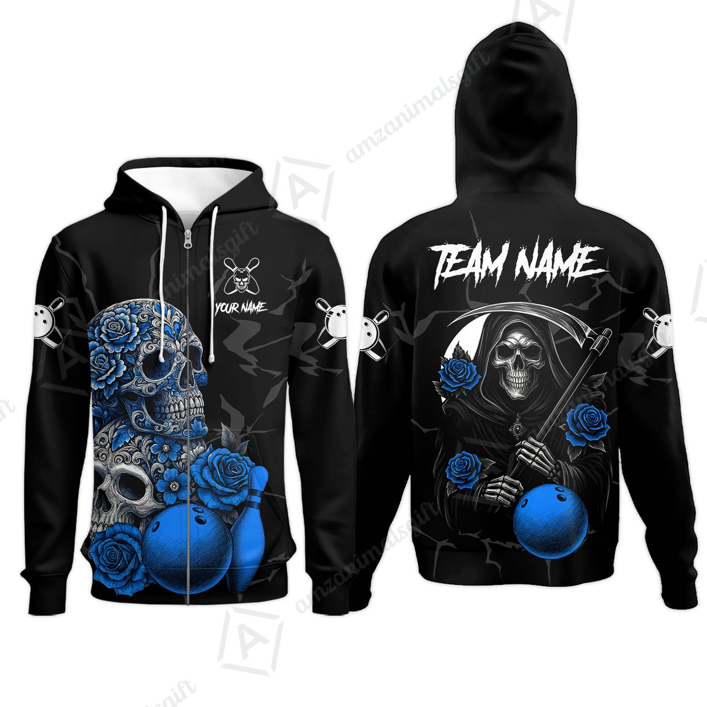 Zip Hoodie||Blue