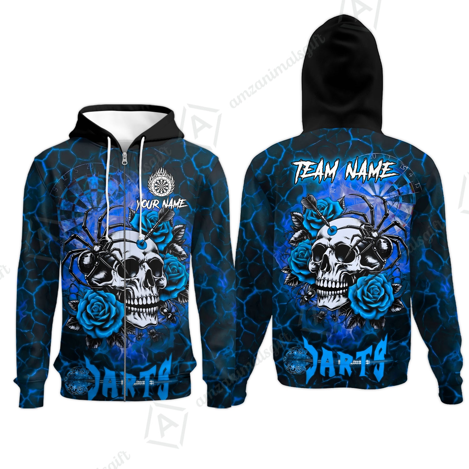 Zip Hoodie||Blue