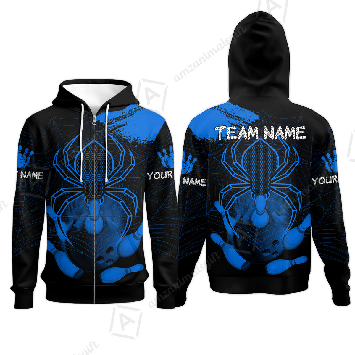 Zip Hoodie||Blue