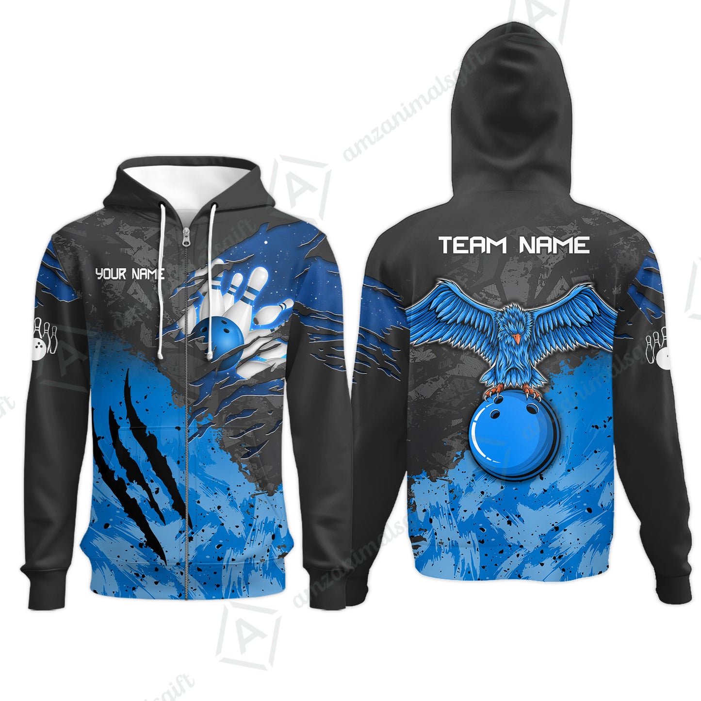 Zip Hoodie||Blue