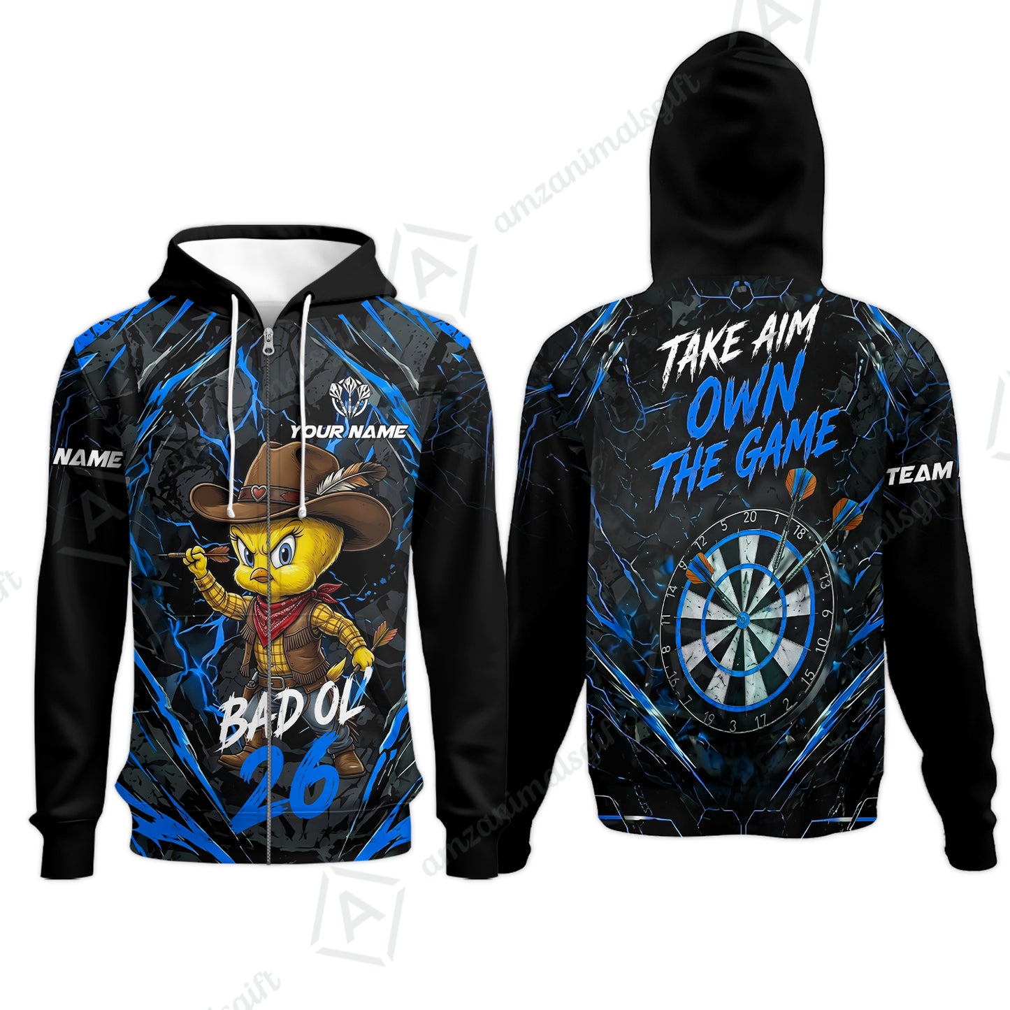 Zip Hoodie||Blue