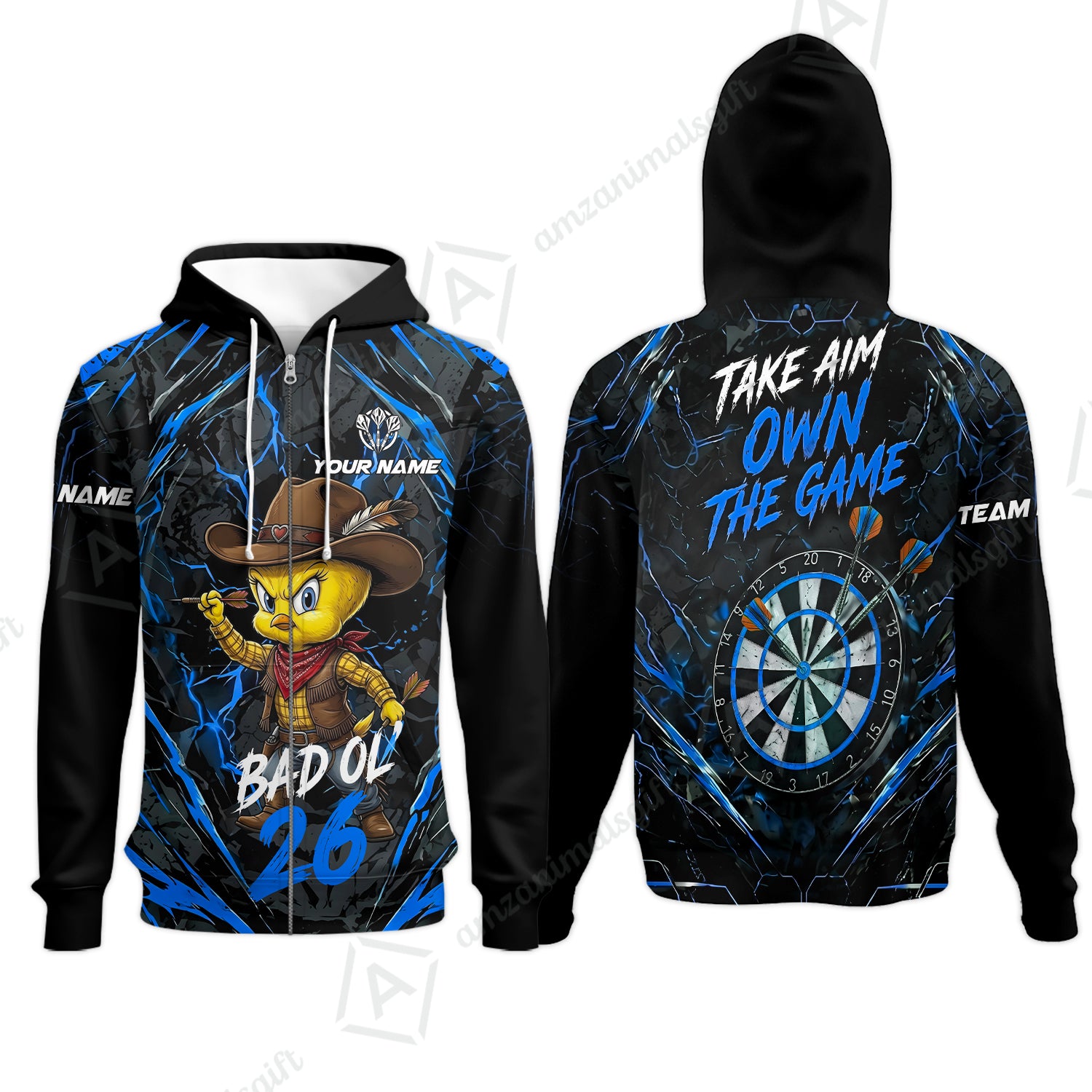 Zip Hoodie||Blue