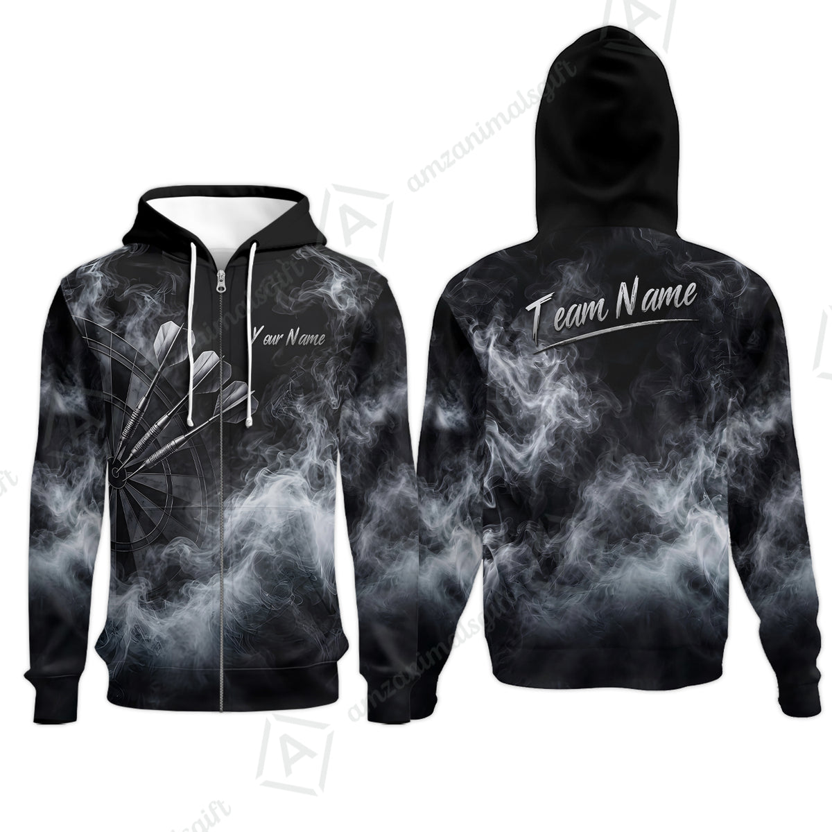 Custom Fog Rolling Darts Jersey, Personalized Name & Team Name, Smoky Dartboard Shirt for Players