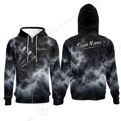 Custom Fog Rolling Darts Jersey, Personalized Name & Team Name, Smoky Dartboard Shirt for Players